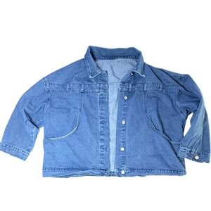 SHEIN Curve Denim Jacket Cropped Jean Jacket‎ Casual 3XL plus